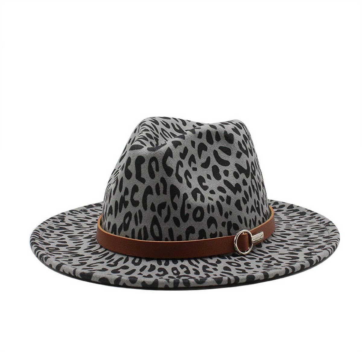 LEOPARD PRINT WOOLEN HAT JAZZ WIDE BRIM HAT_CWAH2547