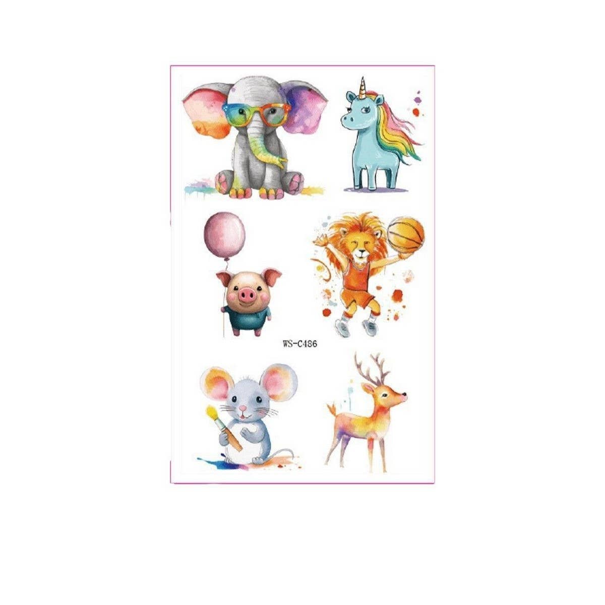 Kids Cartoon Animal Tattoo Stickers Set Waterproof