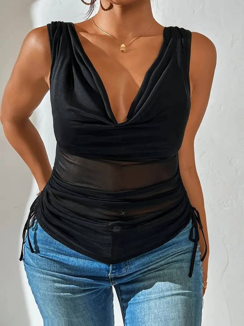 Women¡¯s sexy V-neck sleeveless crop top