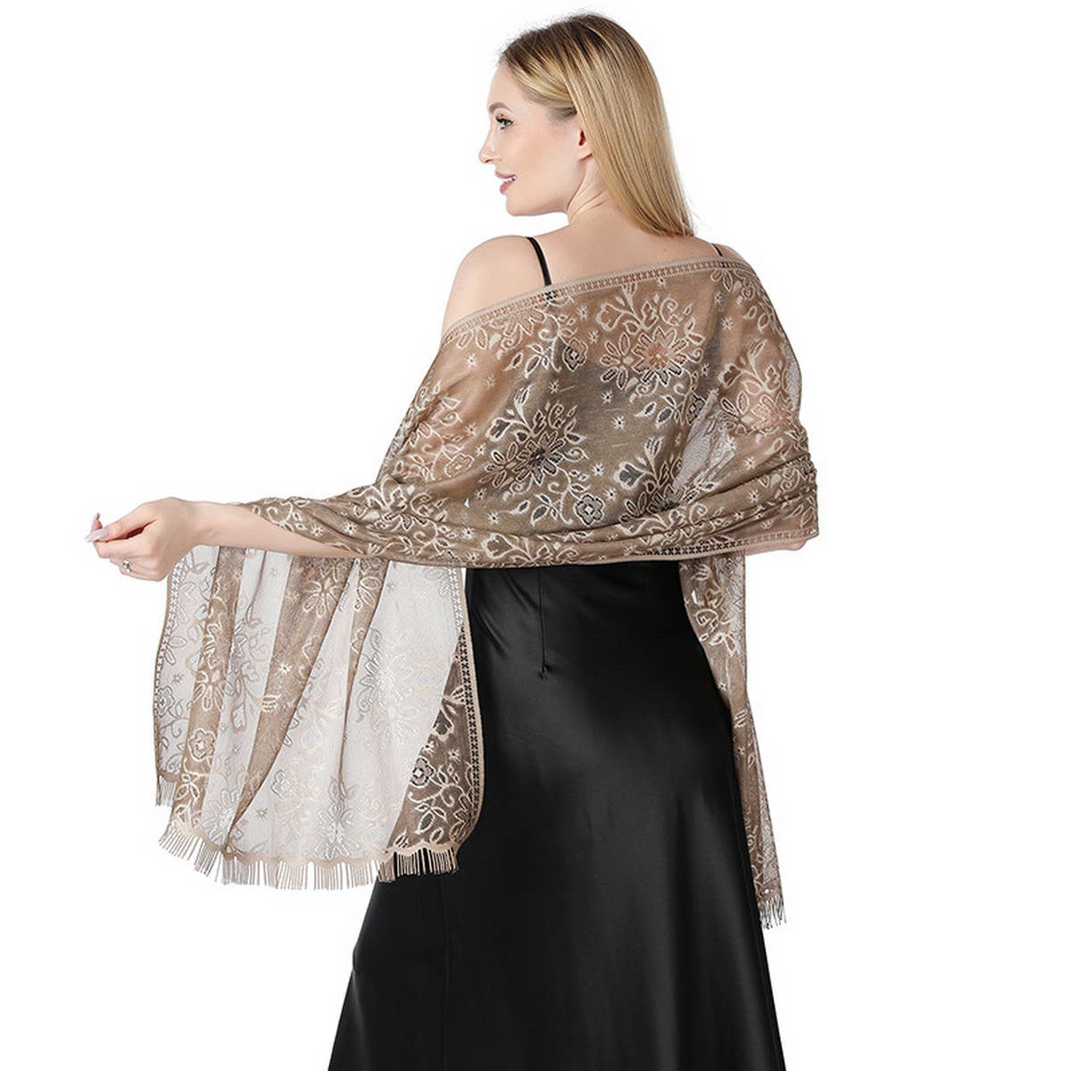 Floral Lace Tie-Dye Shawl ? Bridal Evening Wrap