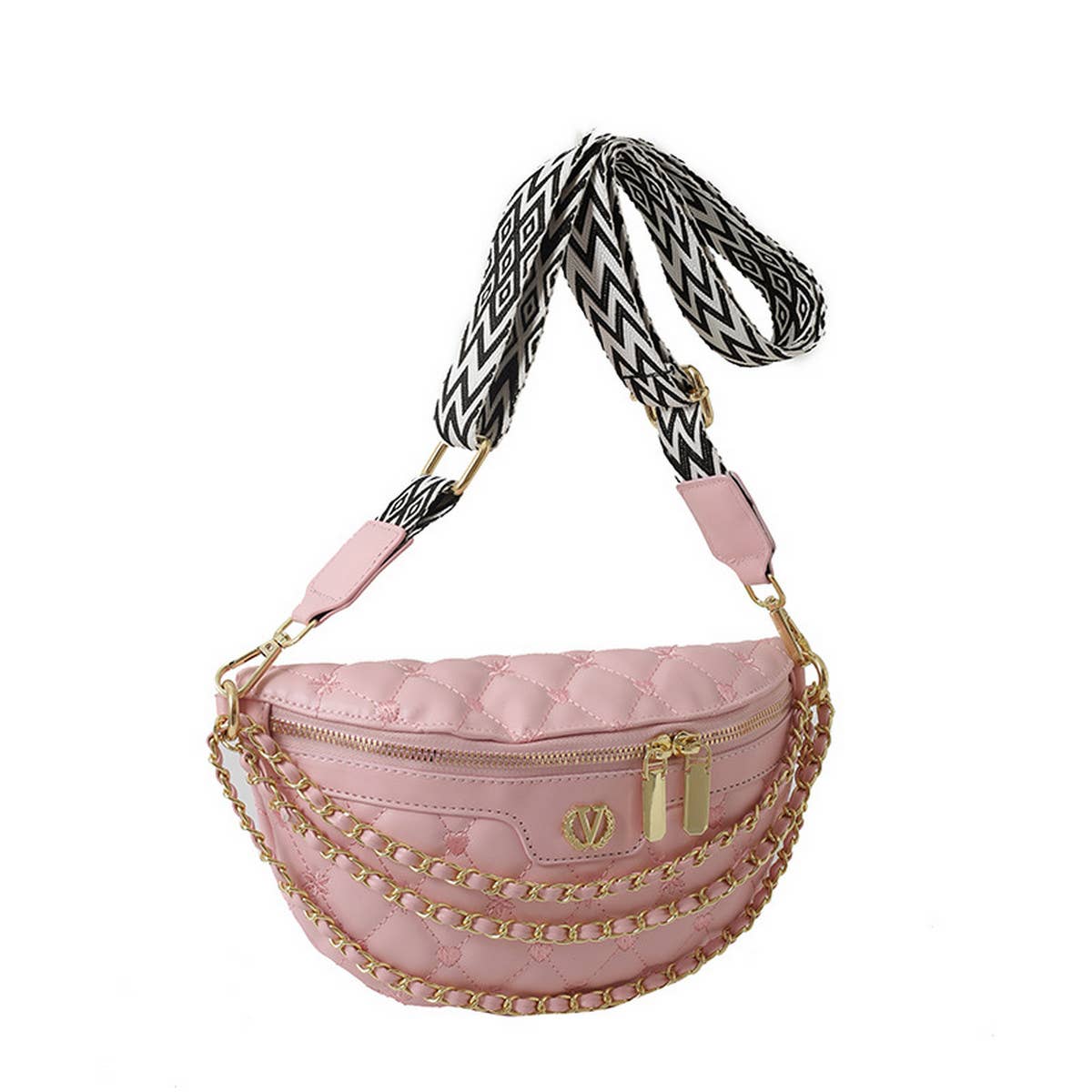 DIAMOND ZIPPER CASUAL CHEST BAG_CWAB2080