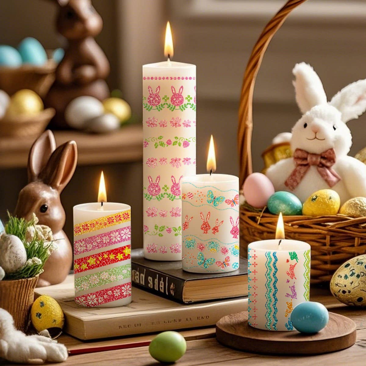 Easter Glitter Water Transfer Stickers for Candles