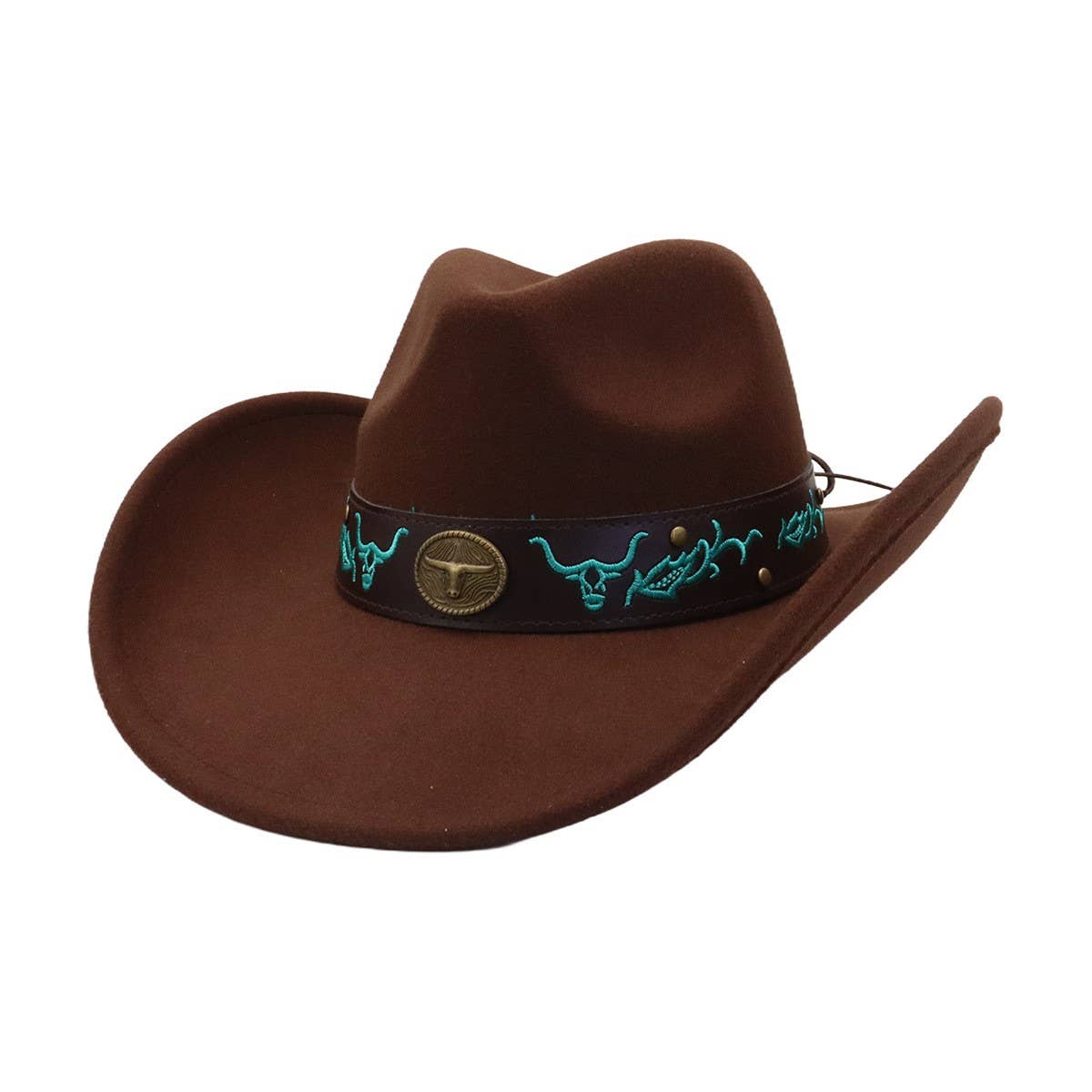 Western Ethnic  Felt Cowboy Fedora Hat_CWAH04449