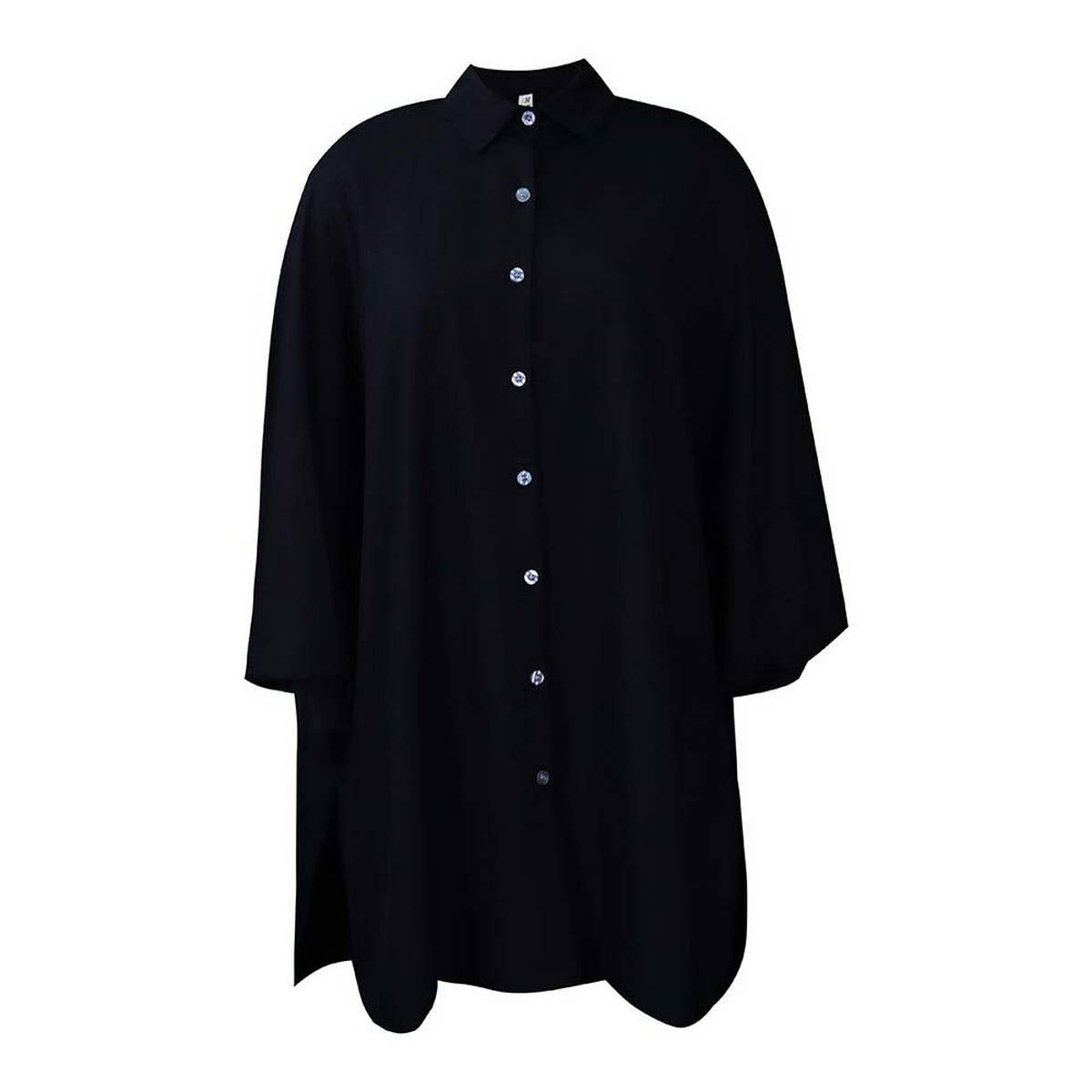 LOOSE LAPEL SOLID COLOR OVERSIZED SHIRT DRESS