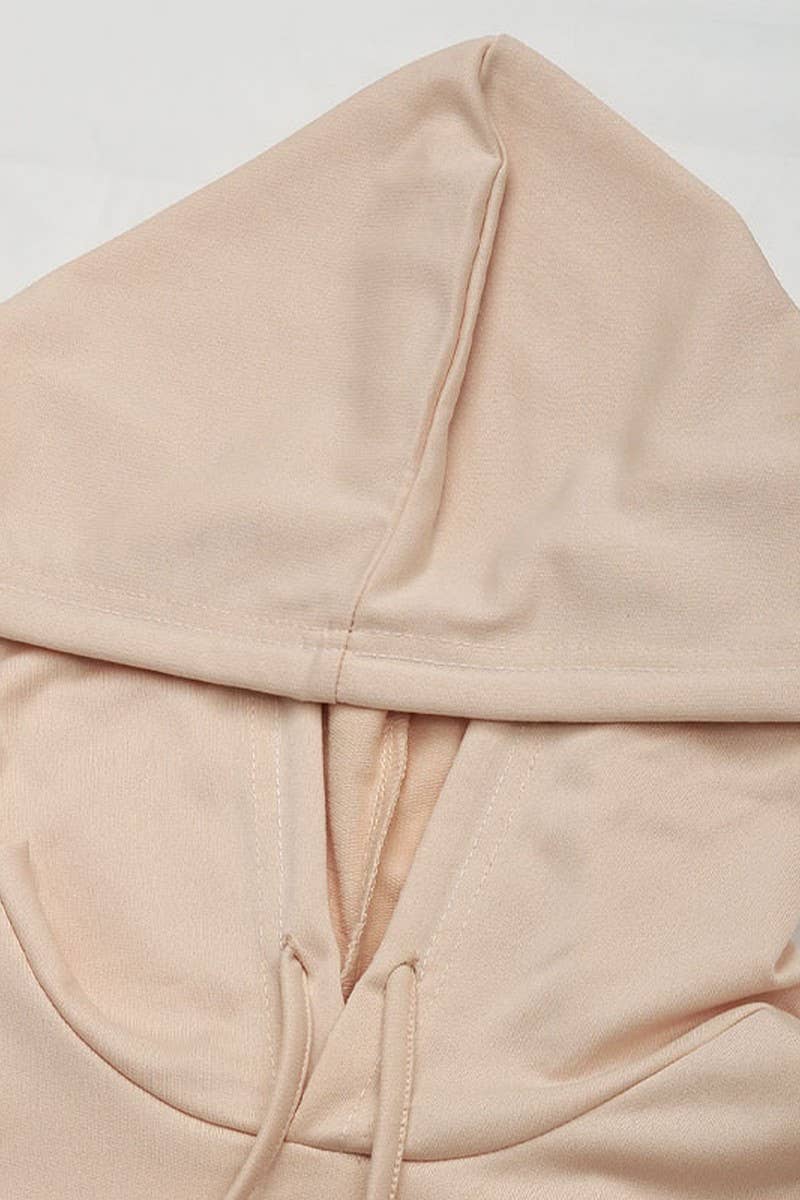 CWOHOL0684_SOLID PUFF SLEEVE HOODED SWEATSHIRT