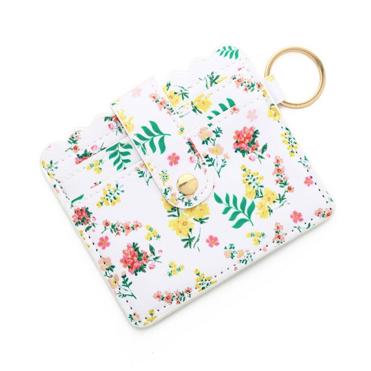 PU Card Wallet with Keychain & Multi-Card Slots_CWAB4934
