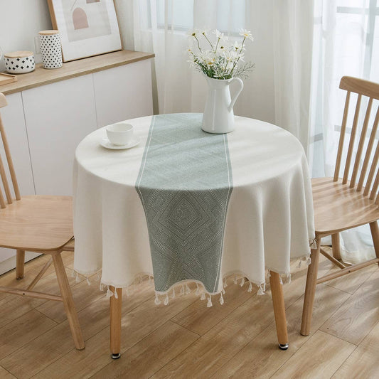 GRAY JACQUARD GEOMETRIC TABLECLOTH