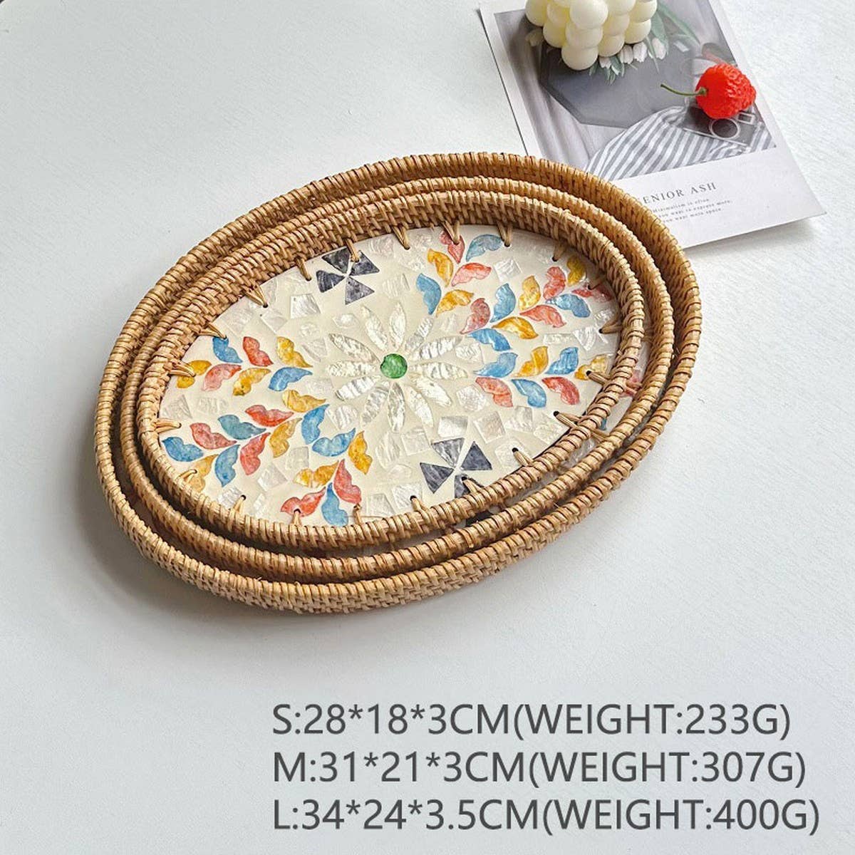 RATTAN SHELL ROUND PLATE THREE-PIECE SET_CWMM4496