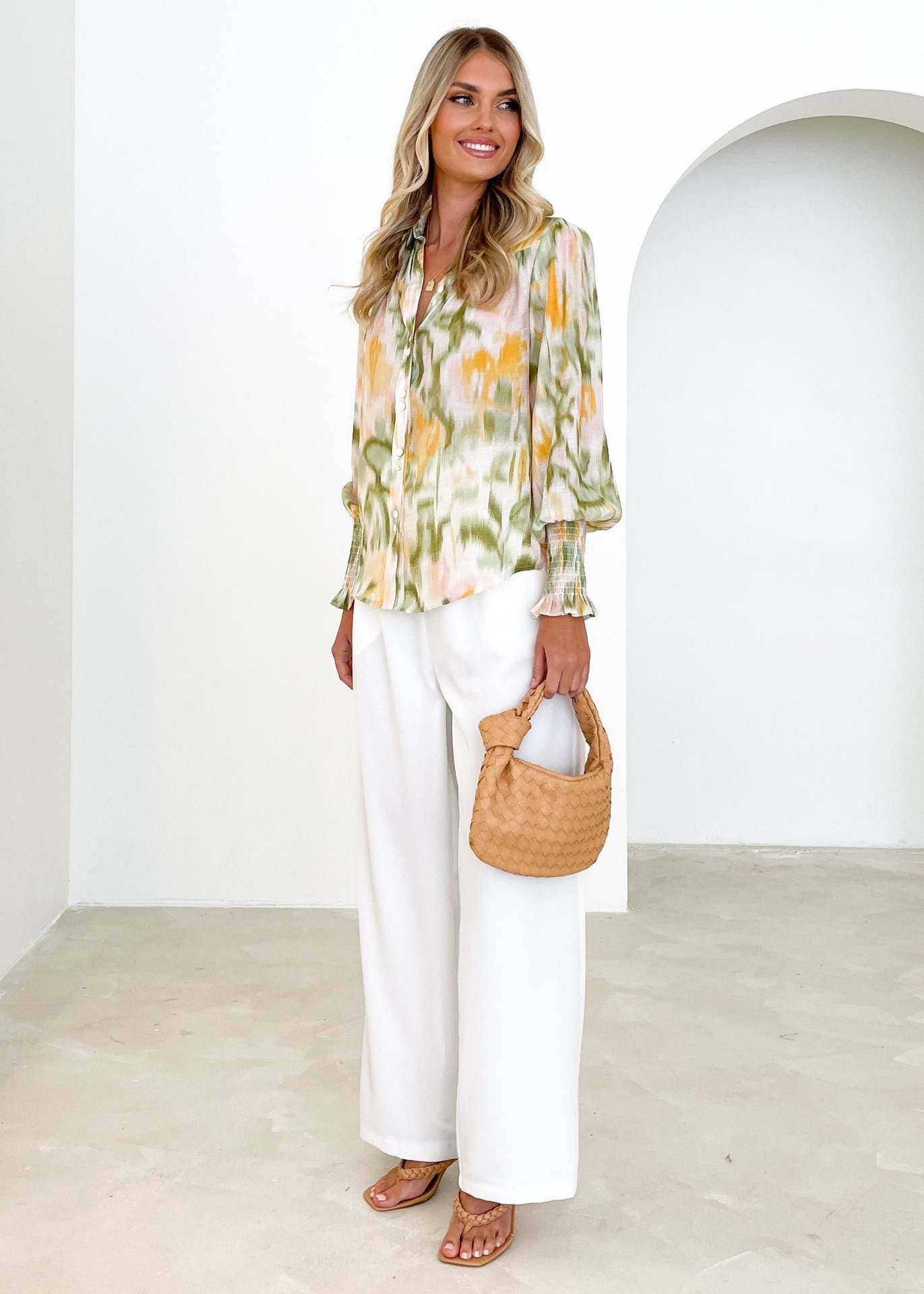 LONG SLEEVE FASHION PRINT ELEGANT LAPEL SHIRT