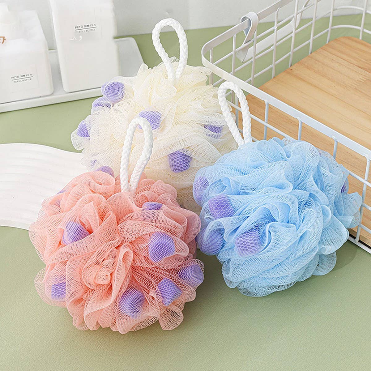 BATH POUF SPONGE BATH FLOWER SOFT BATH BALL_CWMM3330