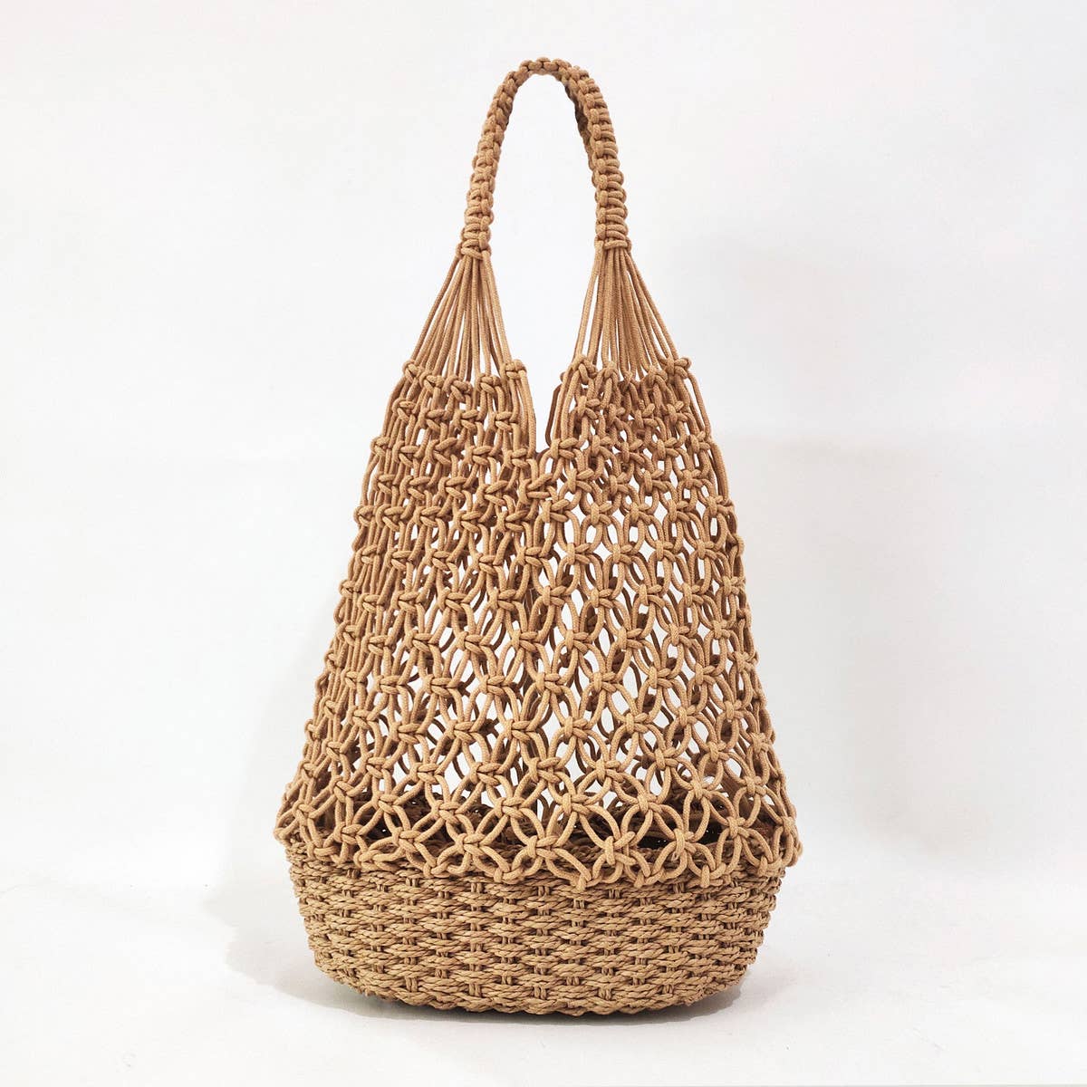RETRO HOLLOW COTTON ROPE WOVEN BUCKET BAG_CWAB1969
