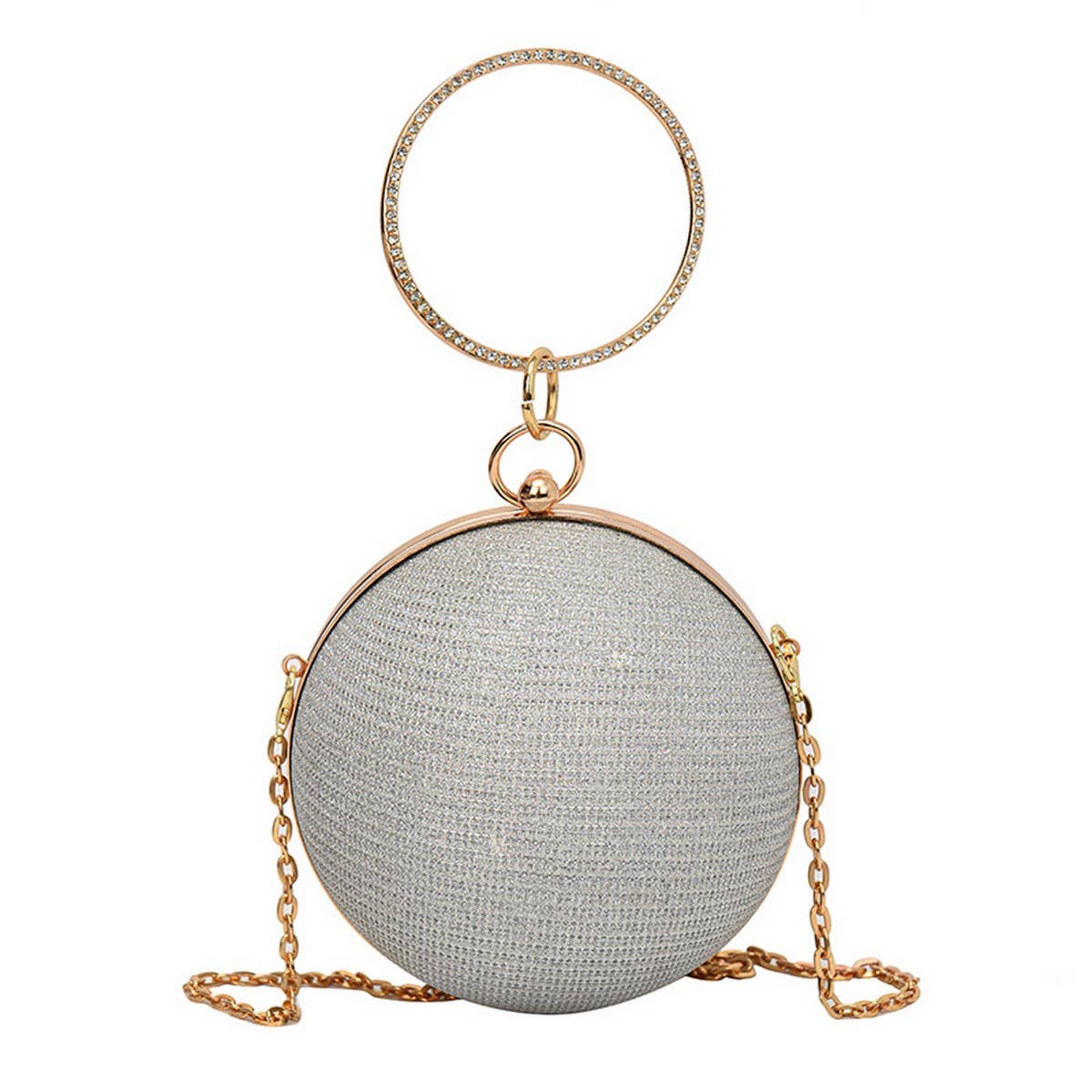 DIAMOND-STUDDED SPHERICAL  EVENING BAG CLUTCH _CWAB3247