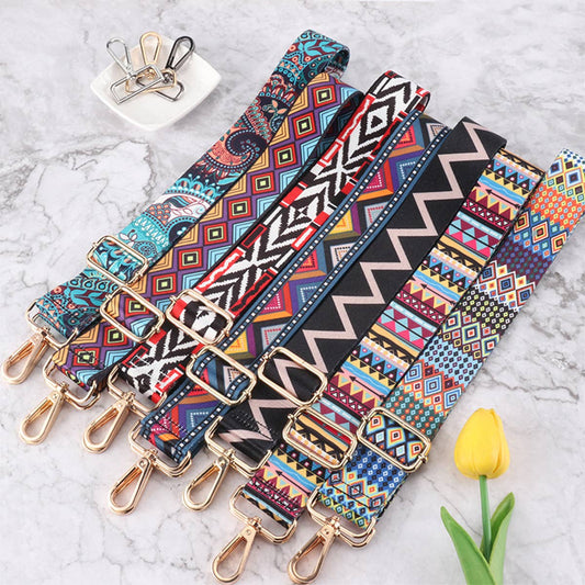 WOMEN COLOR GEOMETRIC STRIPES ADJUSTABLE BAG STRAP