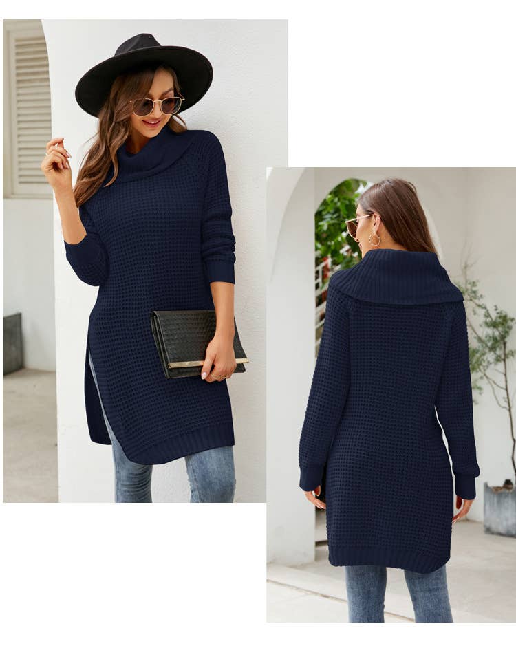 TURTLENECK CASUAL LONG KNIT SWEATER