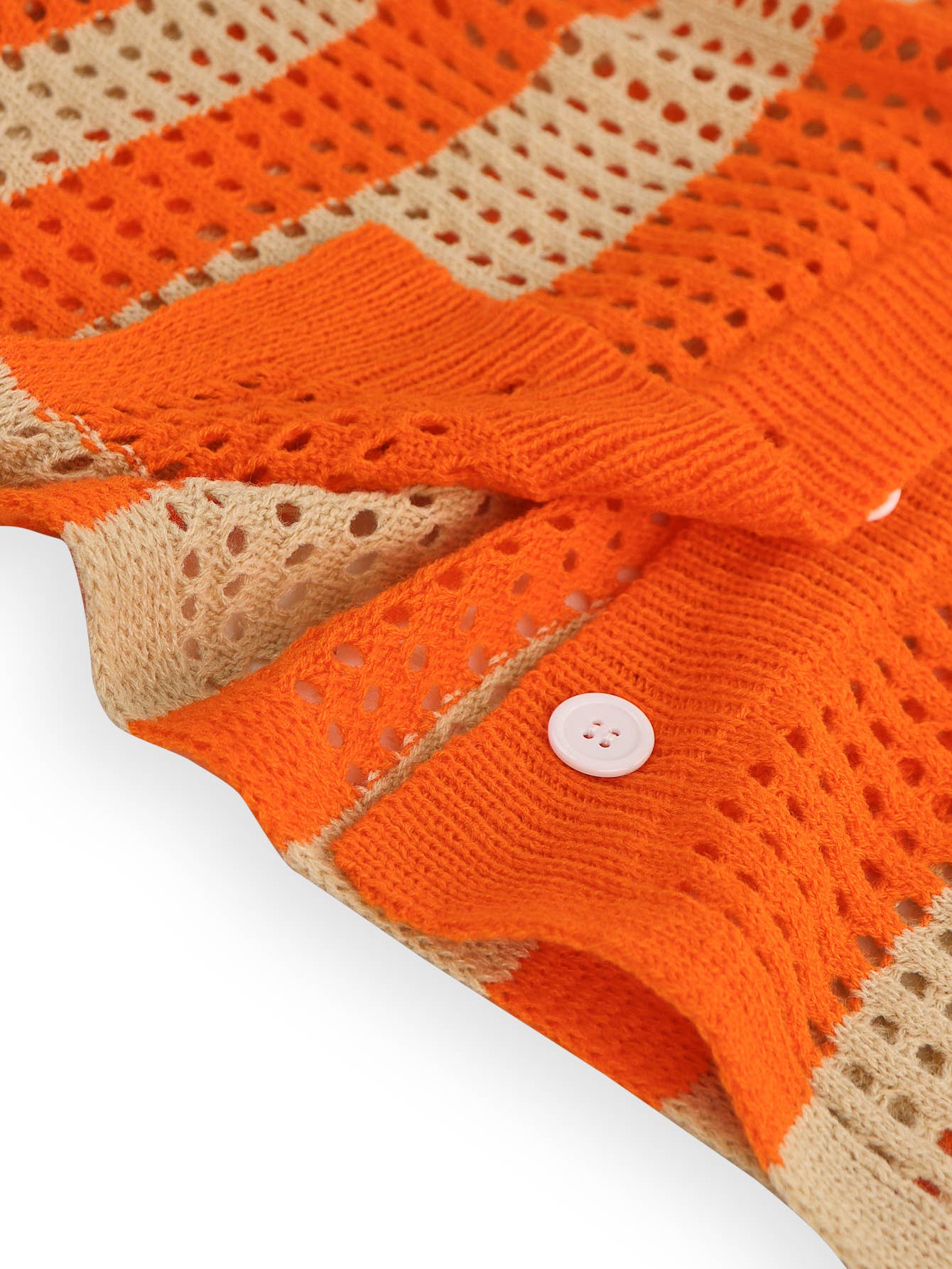 Knitted suit with striped short sleeves shorts