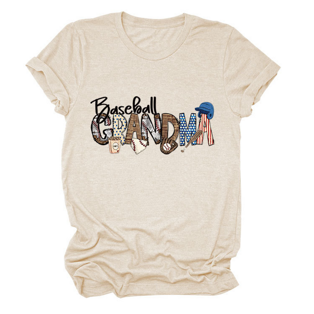 Casual Crew Neck Tee ?œBaseball Grandma??Shirt_CWTTSL0496