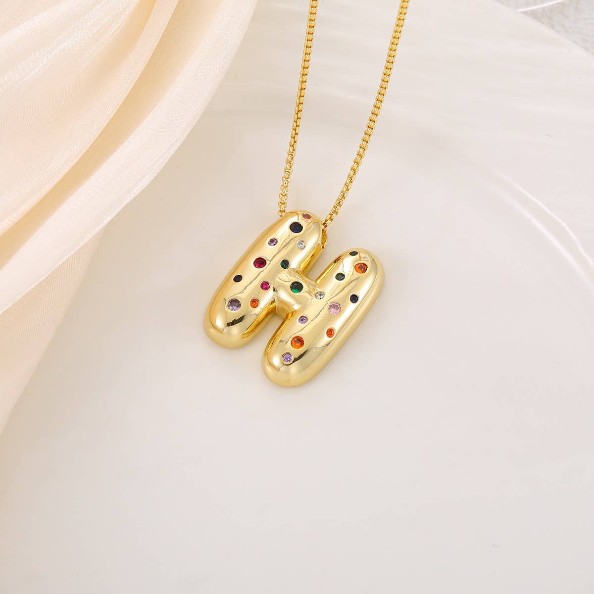 Creative Glossy Colorful Letter Pendant Necklace