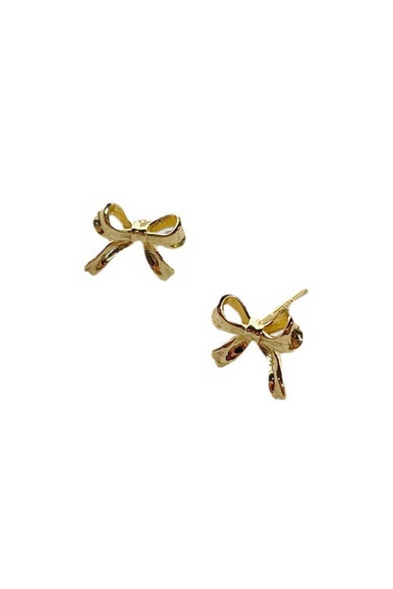 CWAJE1204_SMALL BRASS BOW STUD EARRINGS