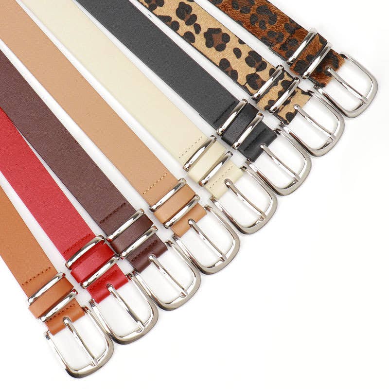 Leopard-print double ring women's belt