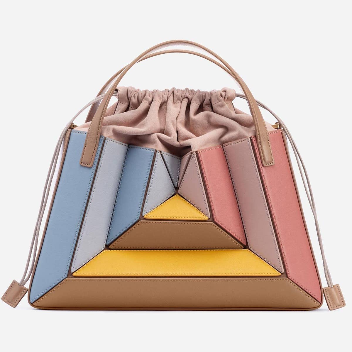 CONTRAST COLOR PATCHWORK DRAWSTRING HANDBAG_CWAB1928