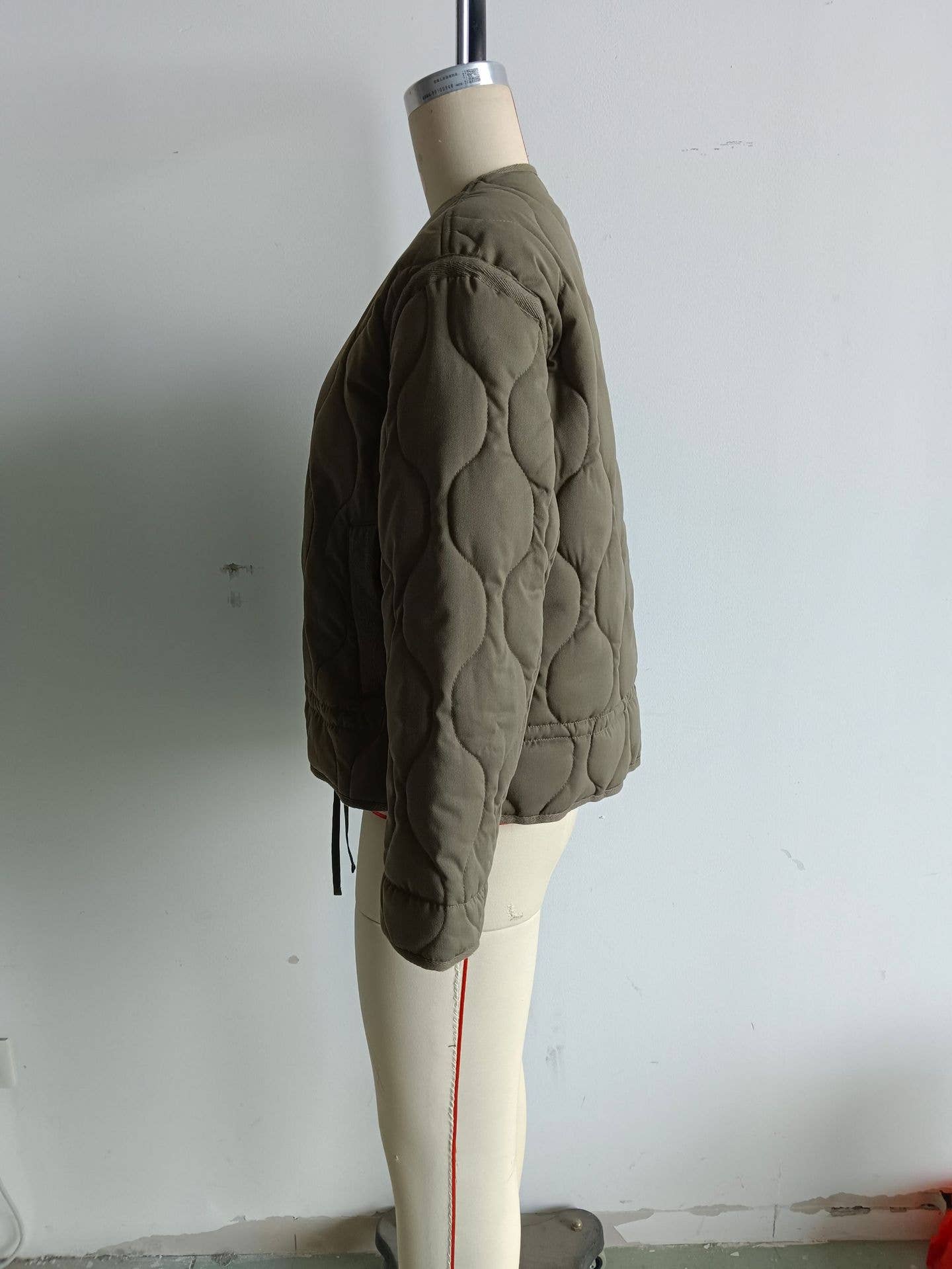 Round-neck, long-sleeved, loose cotton jacket