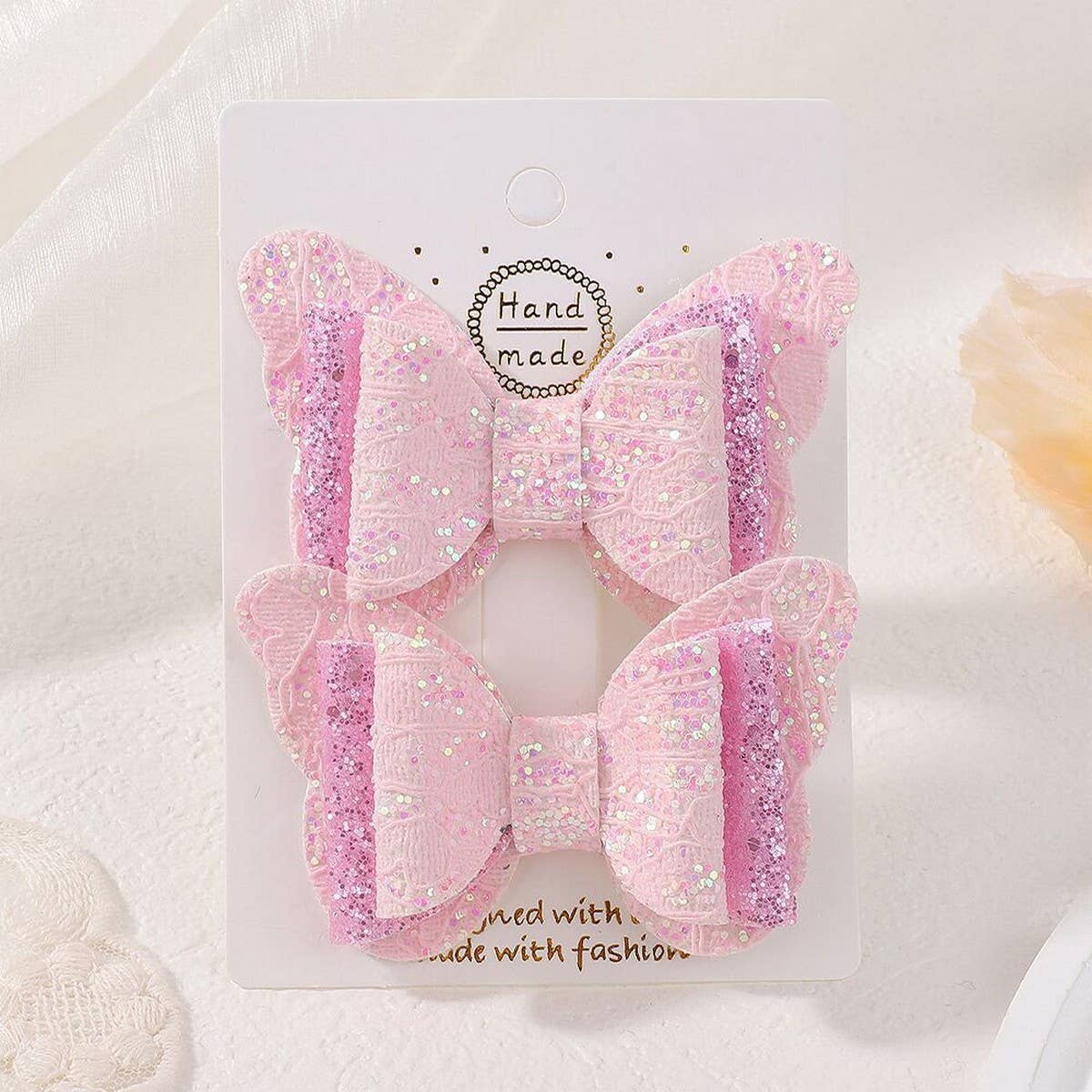 Cute Cartoon Glitter Bow Hair Clip Set