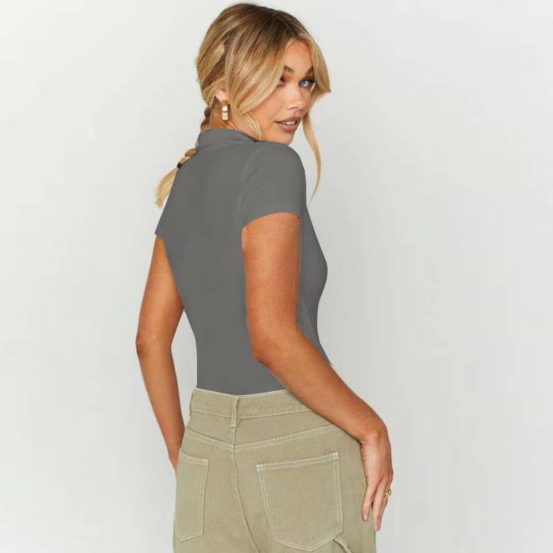 Sexy slim polo neck Spice short sleeve T-shirt