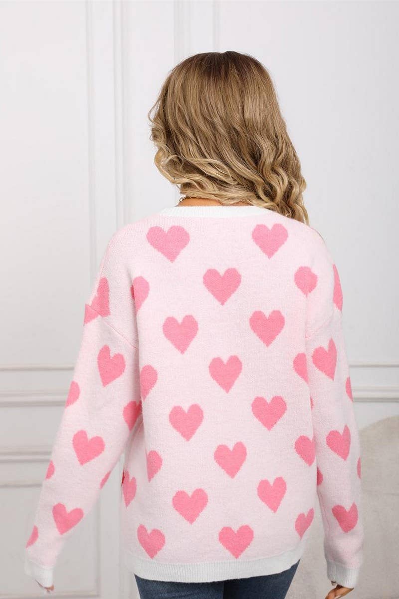 CWOSWL07579_VALENTINE'S DAY HEART KNITTED PULLOVER SWEATER