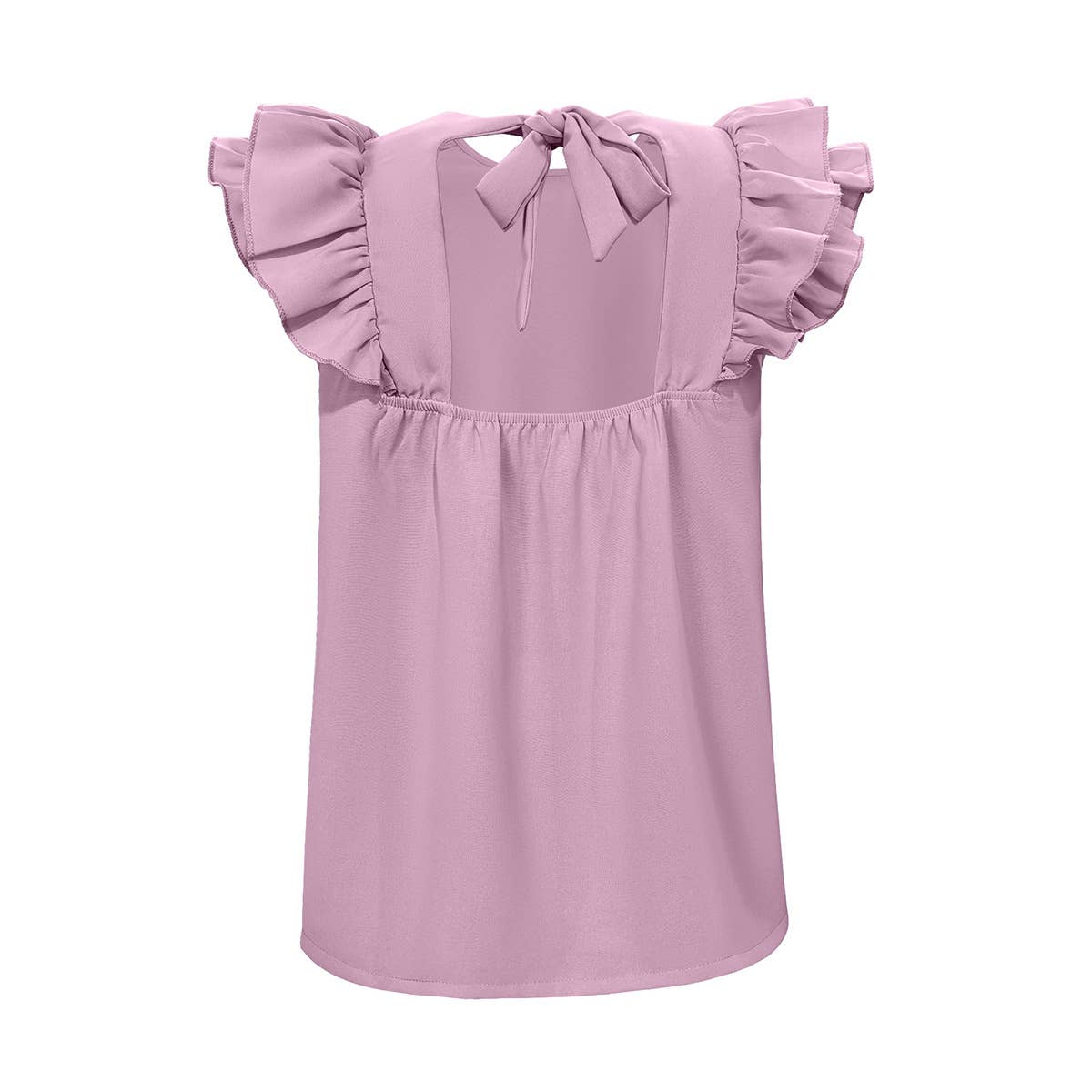 Ruffled LACES a round neck plain-colored vest