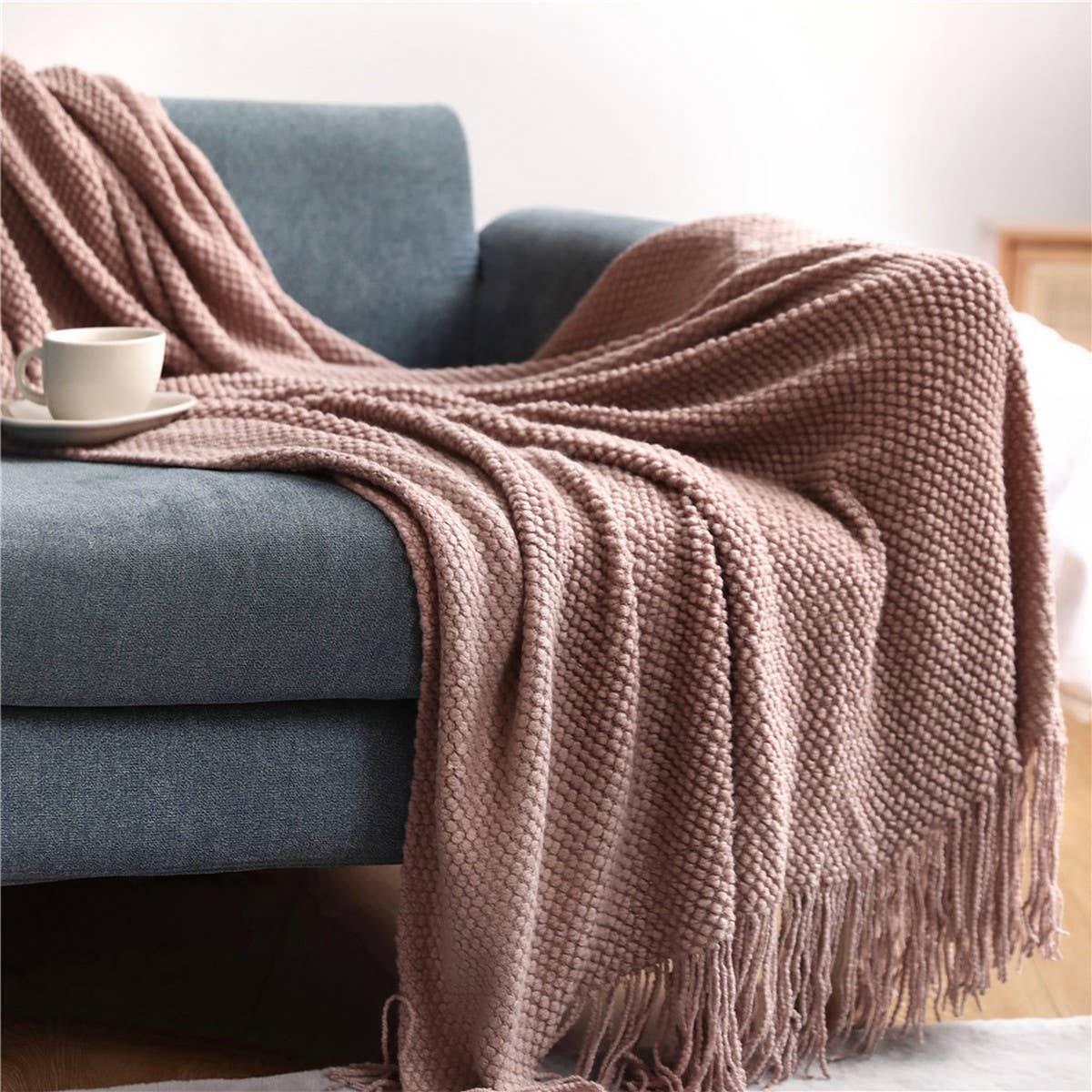 SOFT AND WARM KNIT TASSEL BLANKET FOR BED SOFA_CWMM0186
