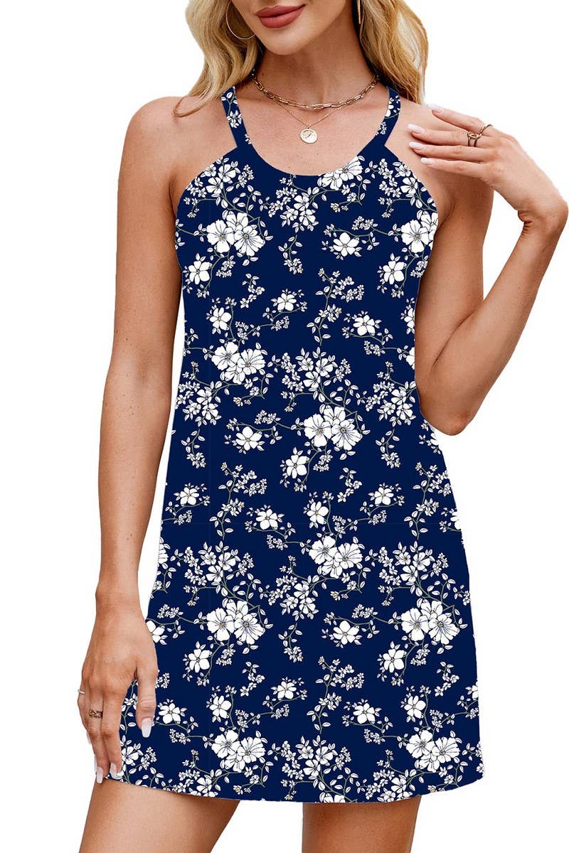 CWDSD7311_CASUAL PRINTED SLEEVELESS TANK TOP DRESS