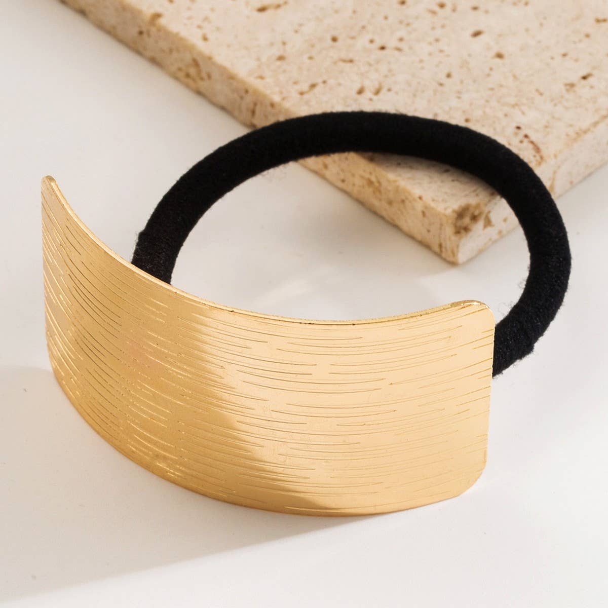 Alloy Minimalist Brushed Metal Elastic Hair Tie_CWAHA6217