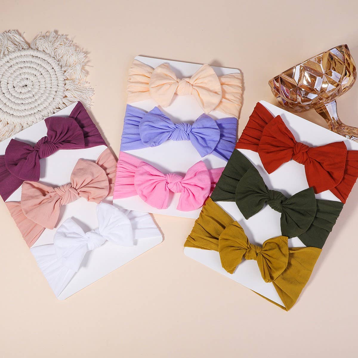 Baby Bow Headbands Set Soft Nylon Wide Band_CWAHA6750