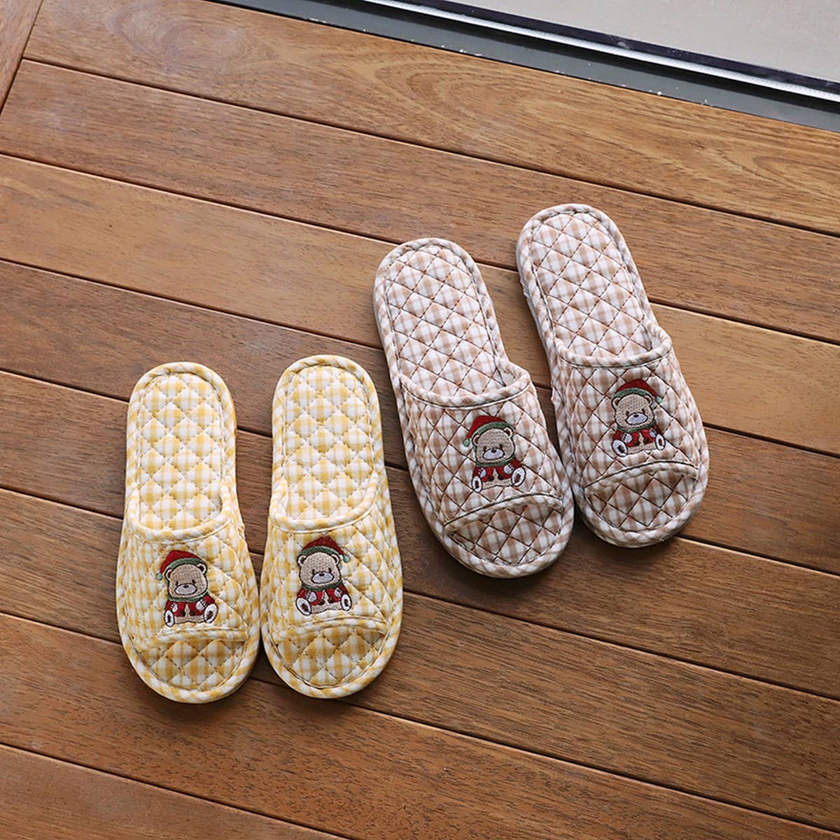 Cute Bear Cotton Slippers with Thick Sole