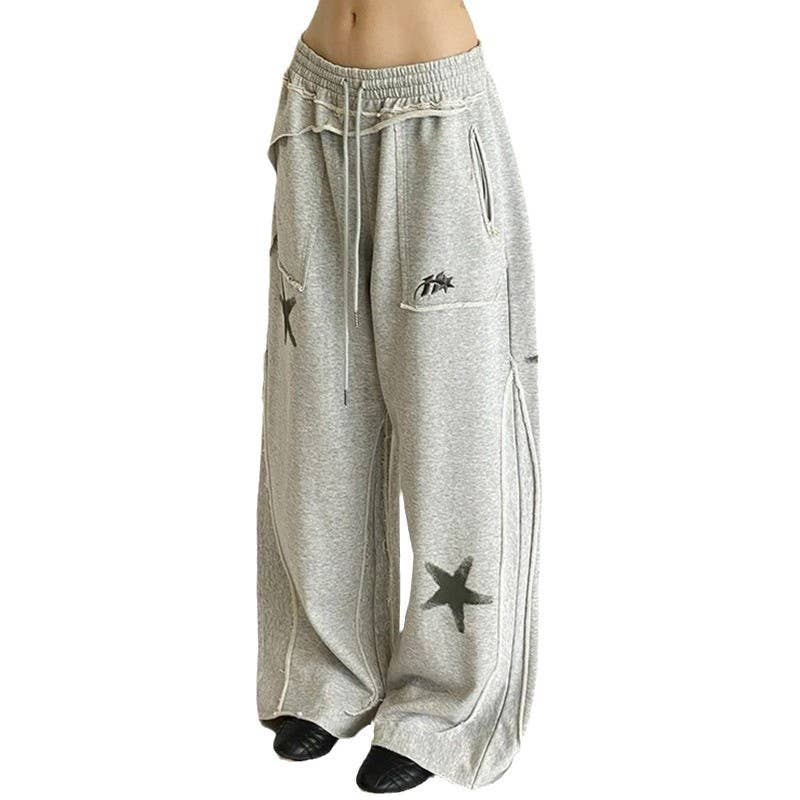Loose wide-leg designed knitted sportswear pants