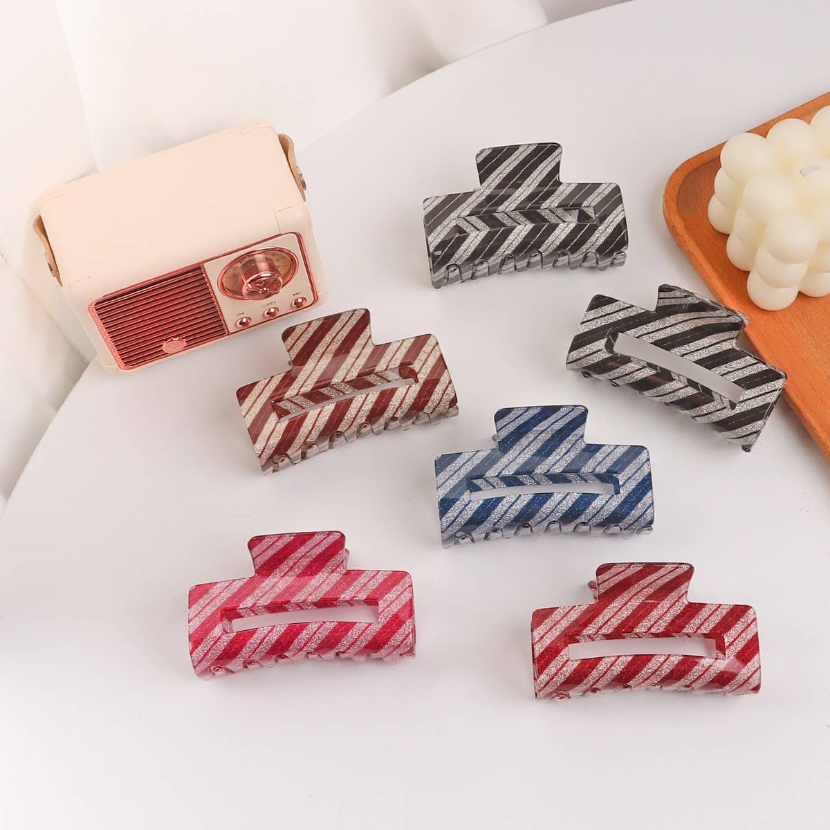 CWAHA1416_TWILL IRREGULAR RECTANGLE HAIR CLAW CLIP