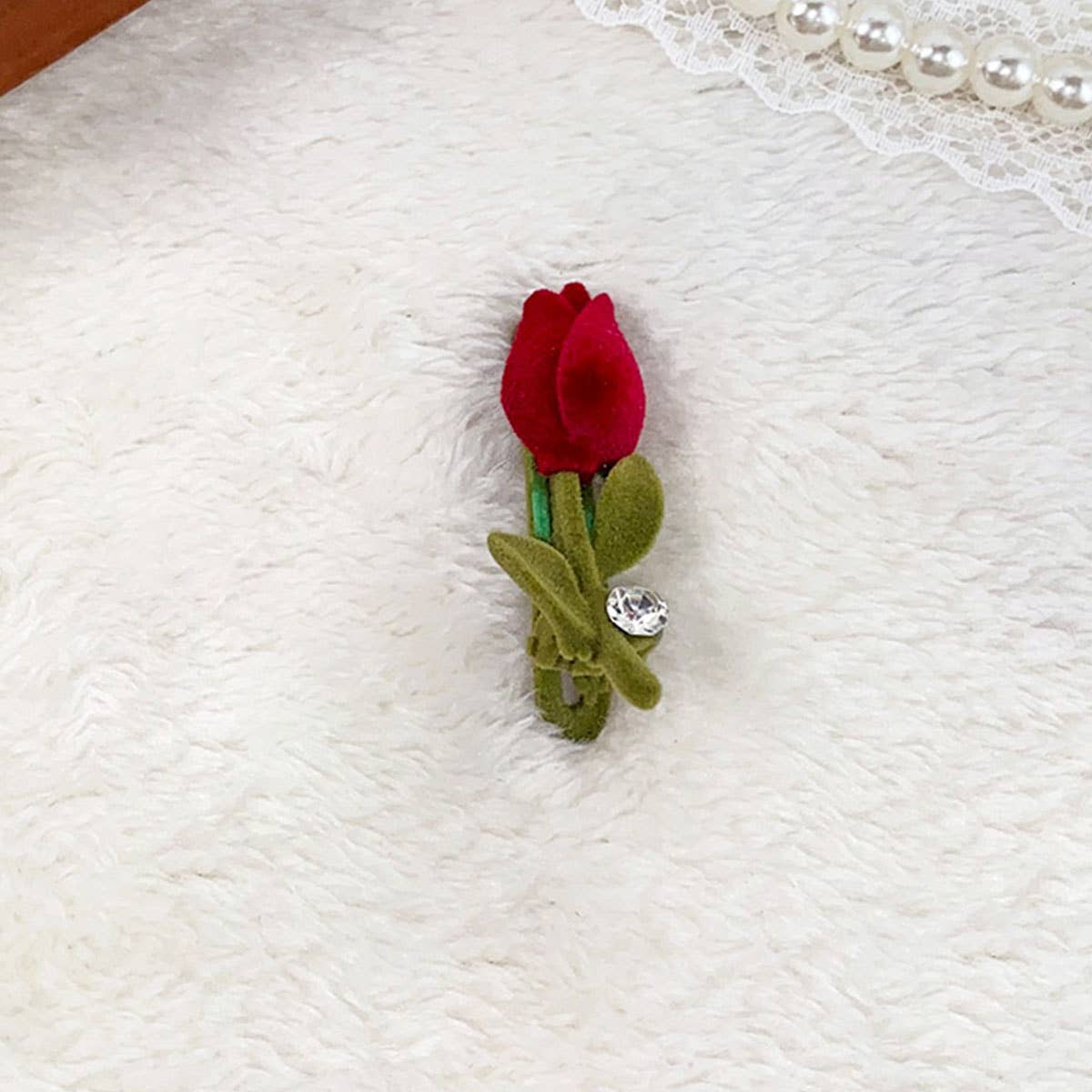 Alloy flocking tulip hairpin flower grab clip