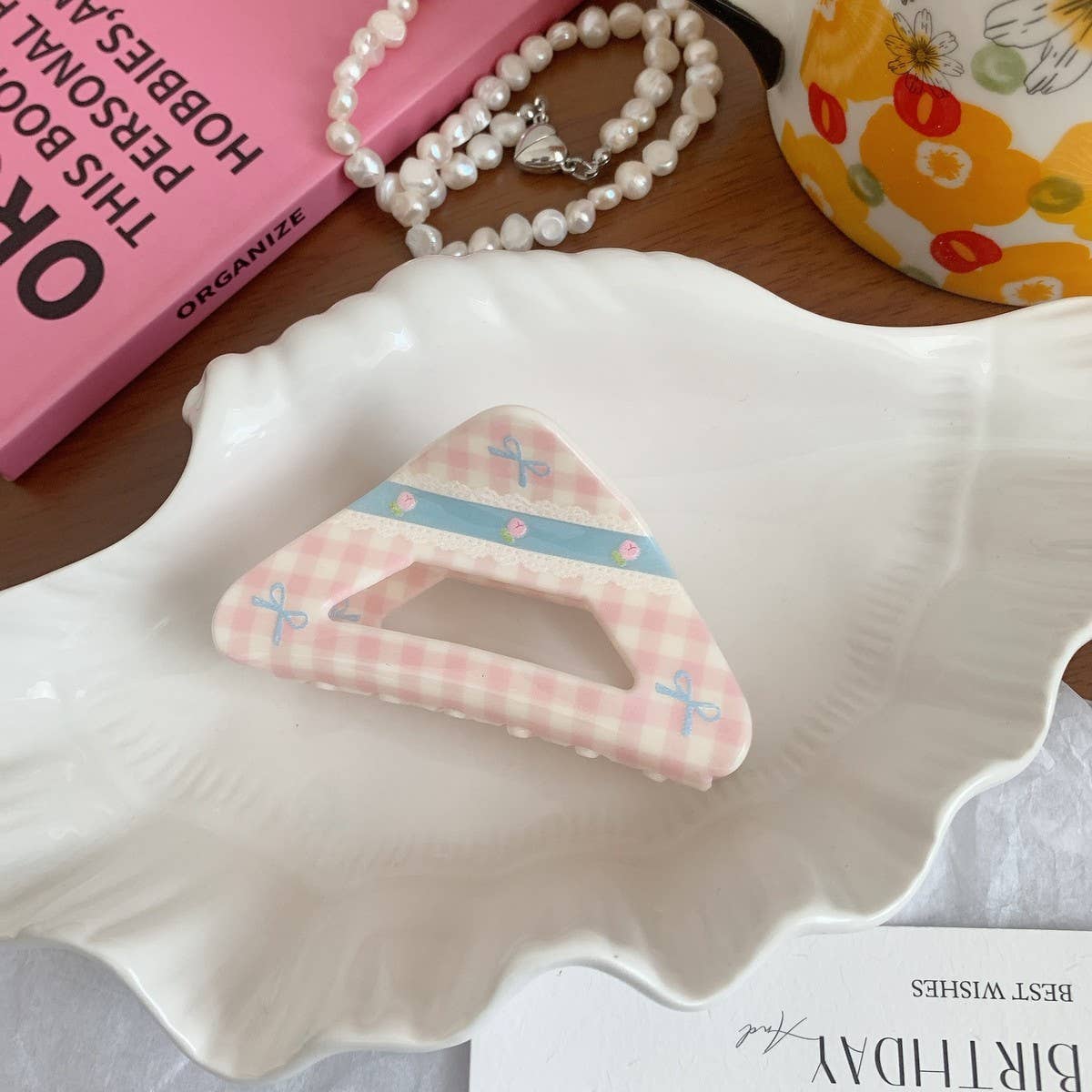 Cute Acrylic Floral Plaid Bow Hair Clip Shark Clip