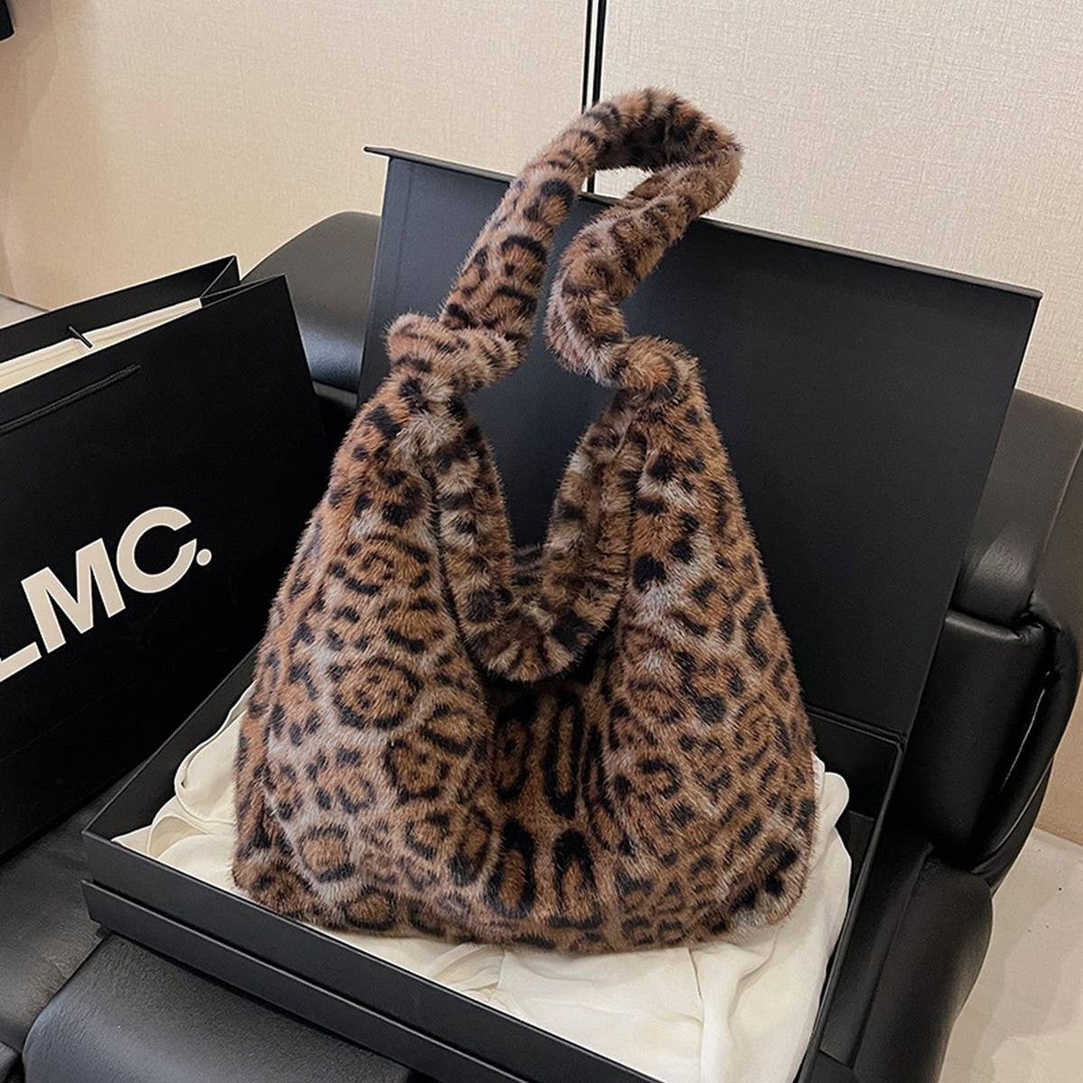 Leopard Plush Fur Bag Women Large Shoulder Tote_CUAB00556