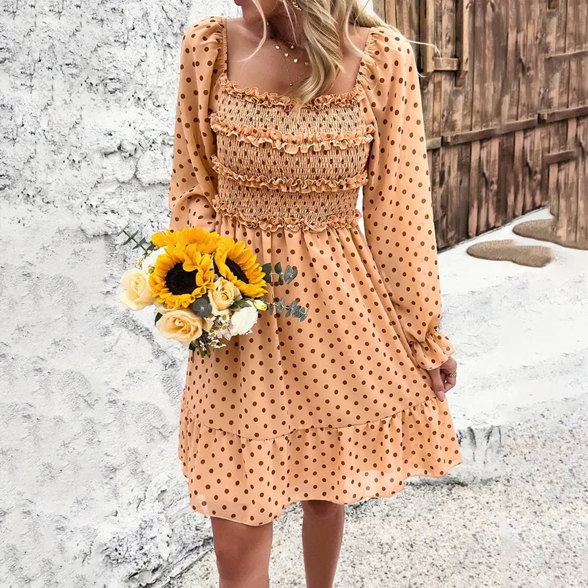 TEMPERAMENT CASUAL POLKA DOT DRESS_CWDSD2818