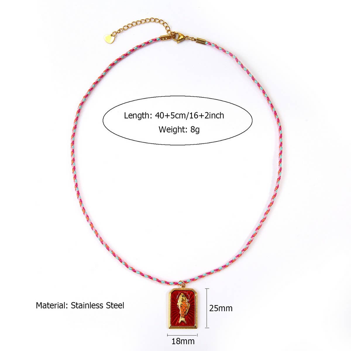 Fruit Pendant Necklace with Stone & Cotton Cord