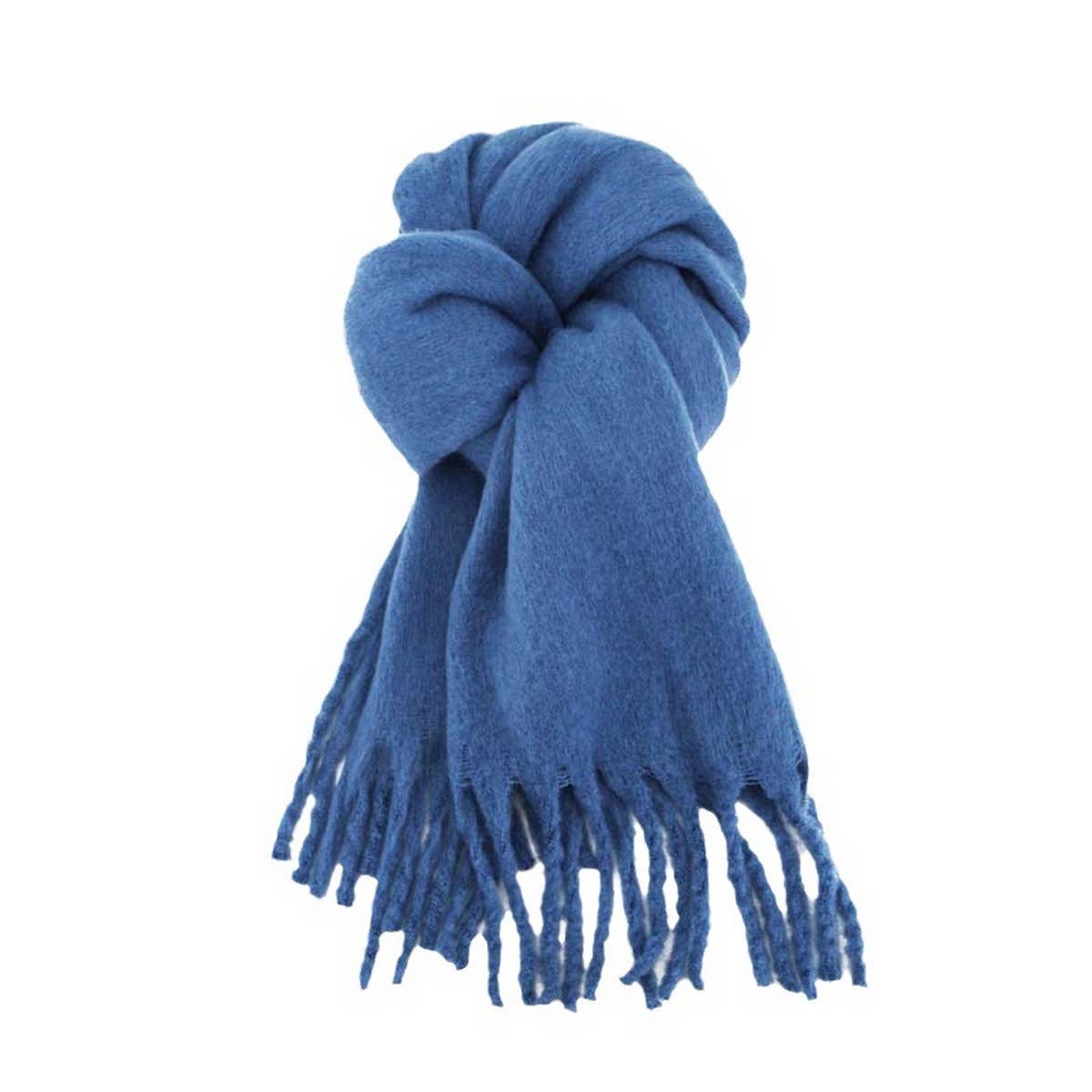 Thick Mohair Scarf - Winter Tassel Wrap for Women