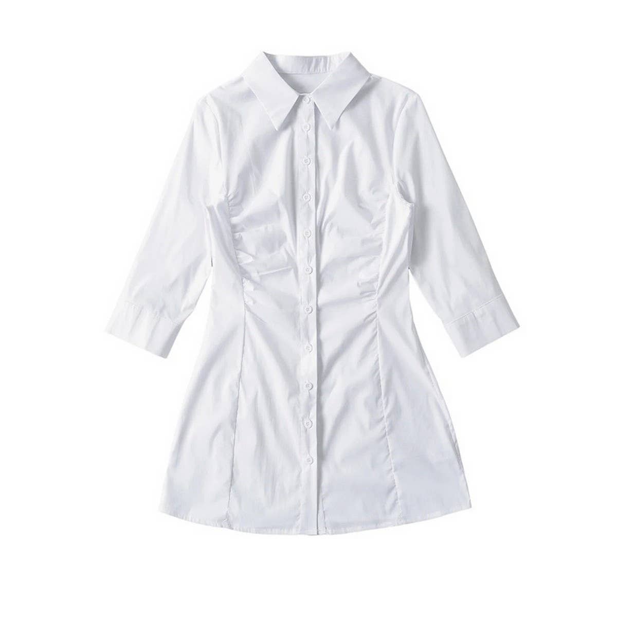 One-breasted shirt dress with POLO neck and waist