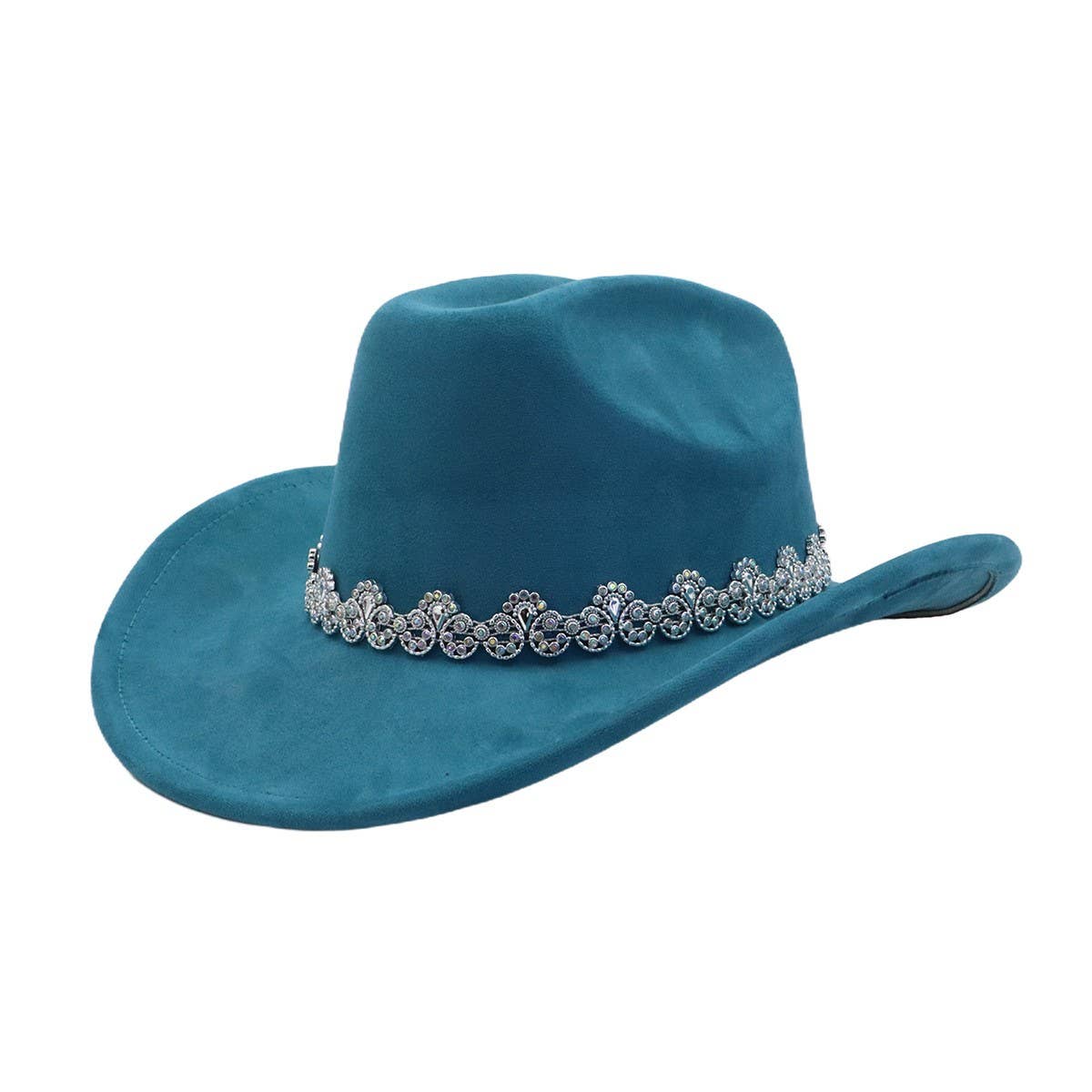 Suede Cowboy Fedora Hat Ethnic Western Style_CWAH04484