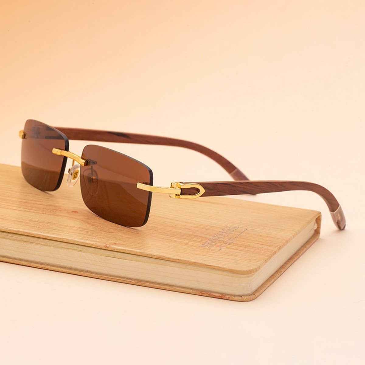 FRAMELESS ORIGINAL WOOD LEG SLINGSHOT SUNGLASSES