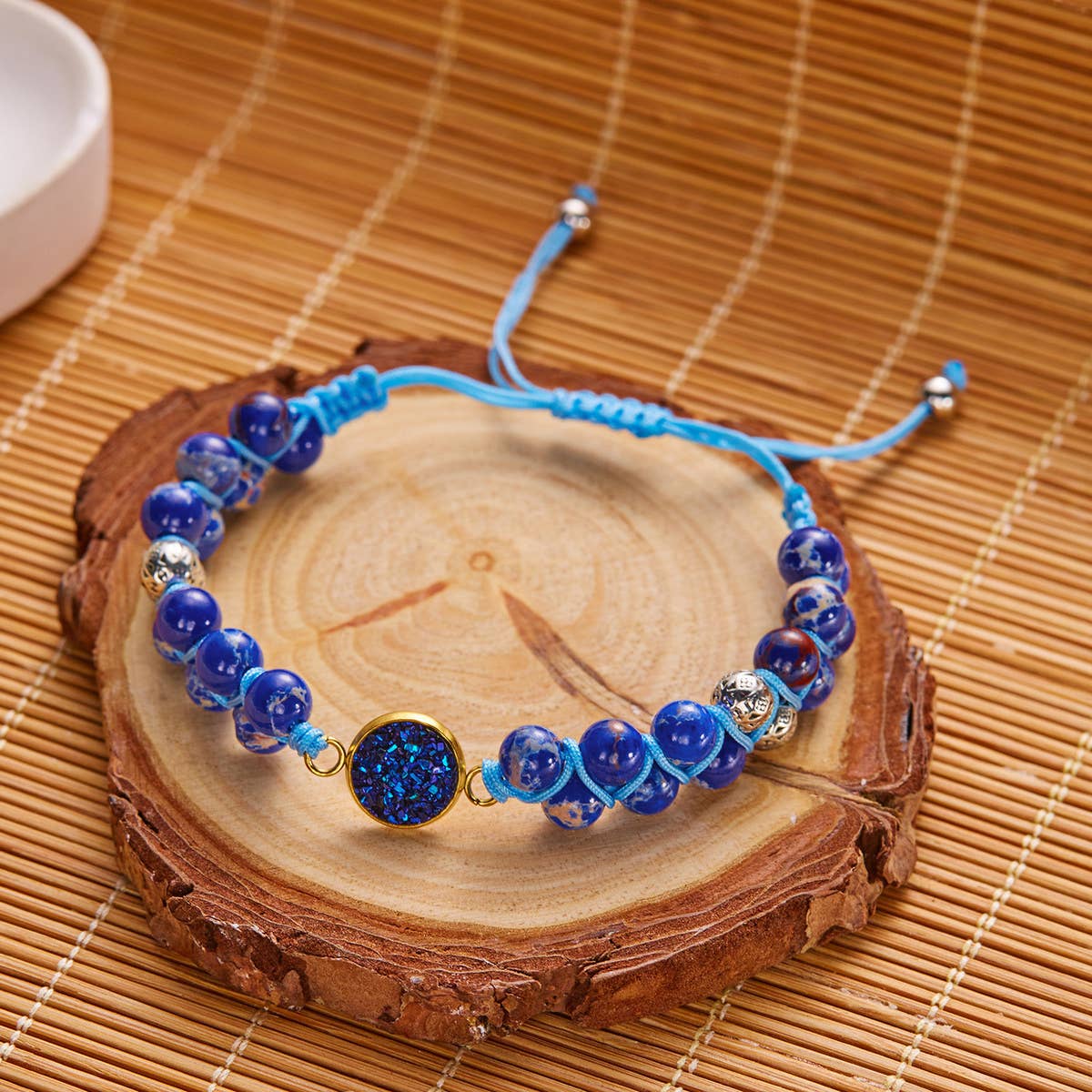 HAND WOVEN ROUND STONE BRACELET