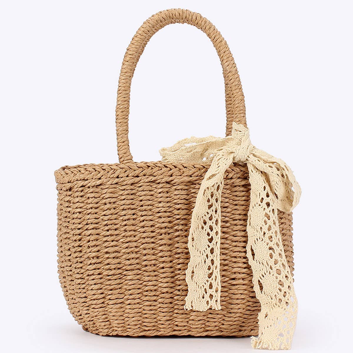 SOLID COLOR CASUAL PAPER ROPE HAND-WOVEN BAG_CWAB4704