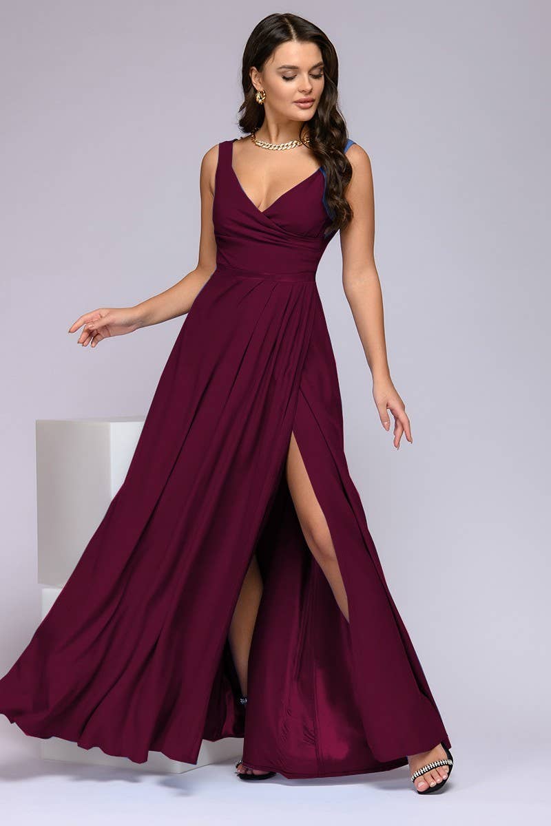 CWDMD5879_SLEEVELESS SOLID COLOR WAIST MAXI GOWN DRESS