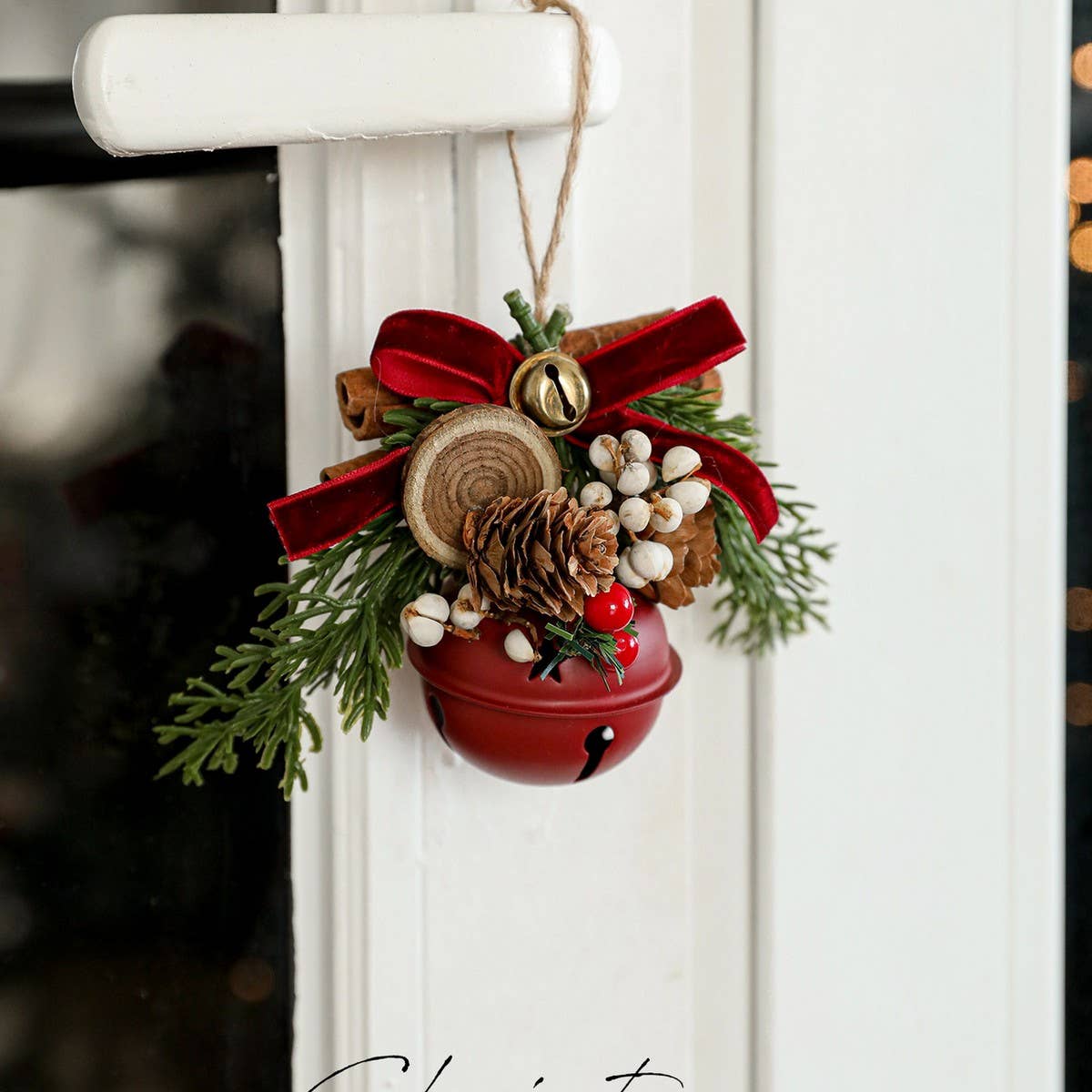 CWMM10364_CHRISTMAS BELL ANTLER BOW PINECONE TREE ORNAMENTS