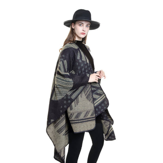 GEOMETRIC LINE FASHION WOMEN'S WARM SHAWL